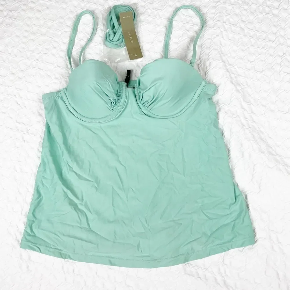 NWT J Crew Swing Tankini Top Aqua size 0